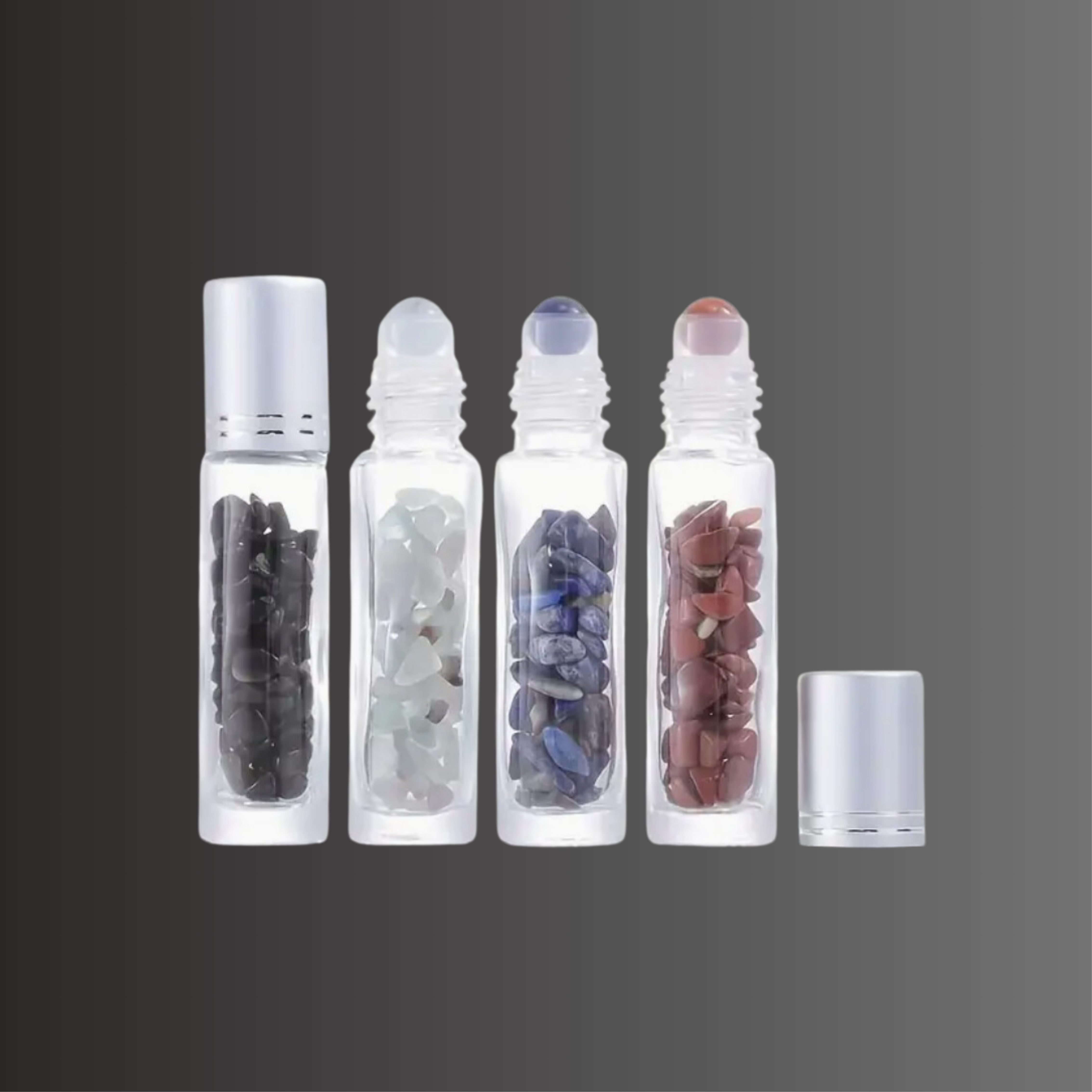 Rollerflaschen - Rollon 10 ml,- Glas mit Edelsteinen, 10 er Set