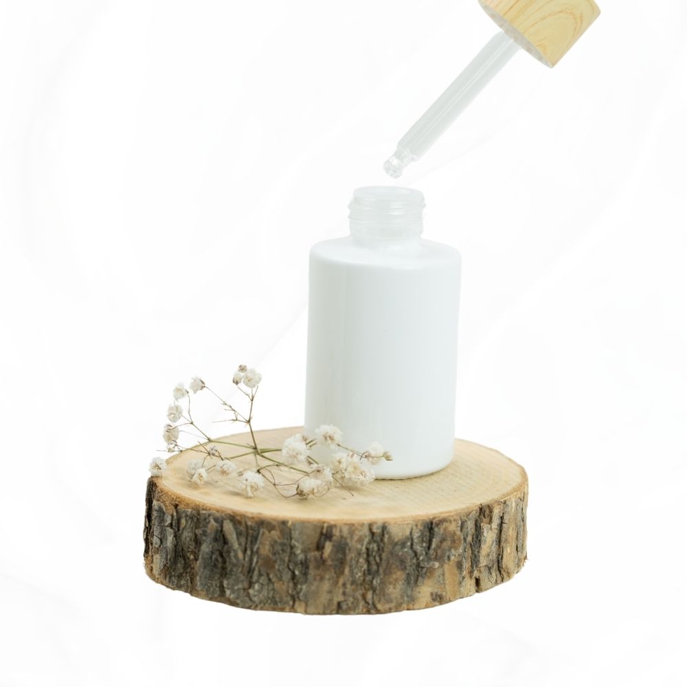 Pipettenflasche - 30 ml weiß Bambus