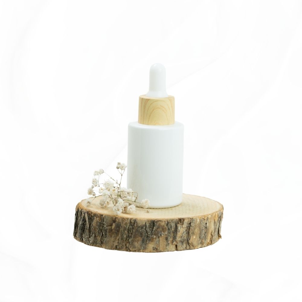 Pipettenflasche - 30 ml weiß Bambus