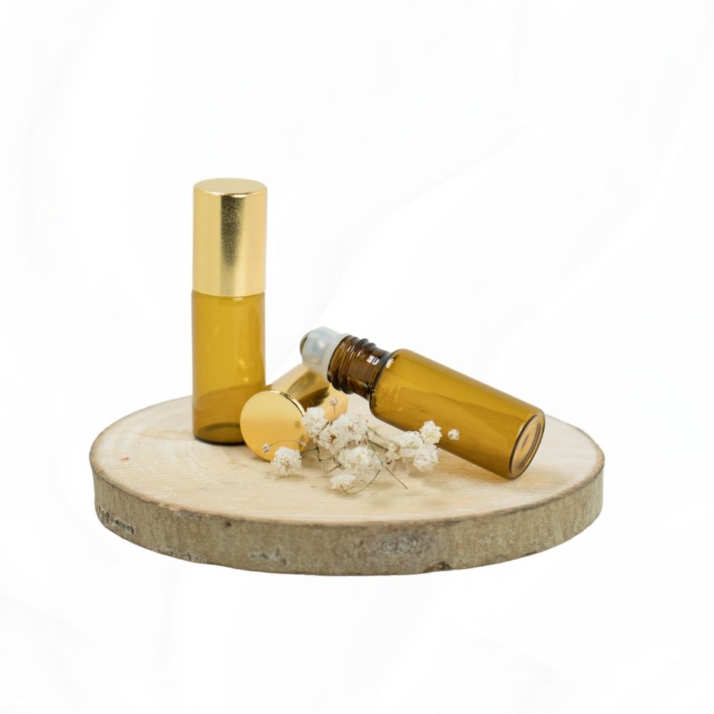 Rollerflasche - Rollon 5 ml,- Bernsteinglas