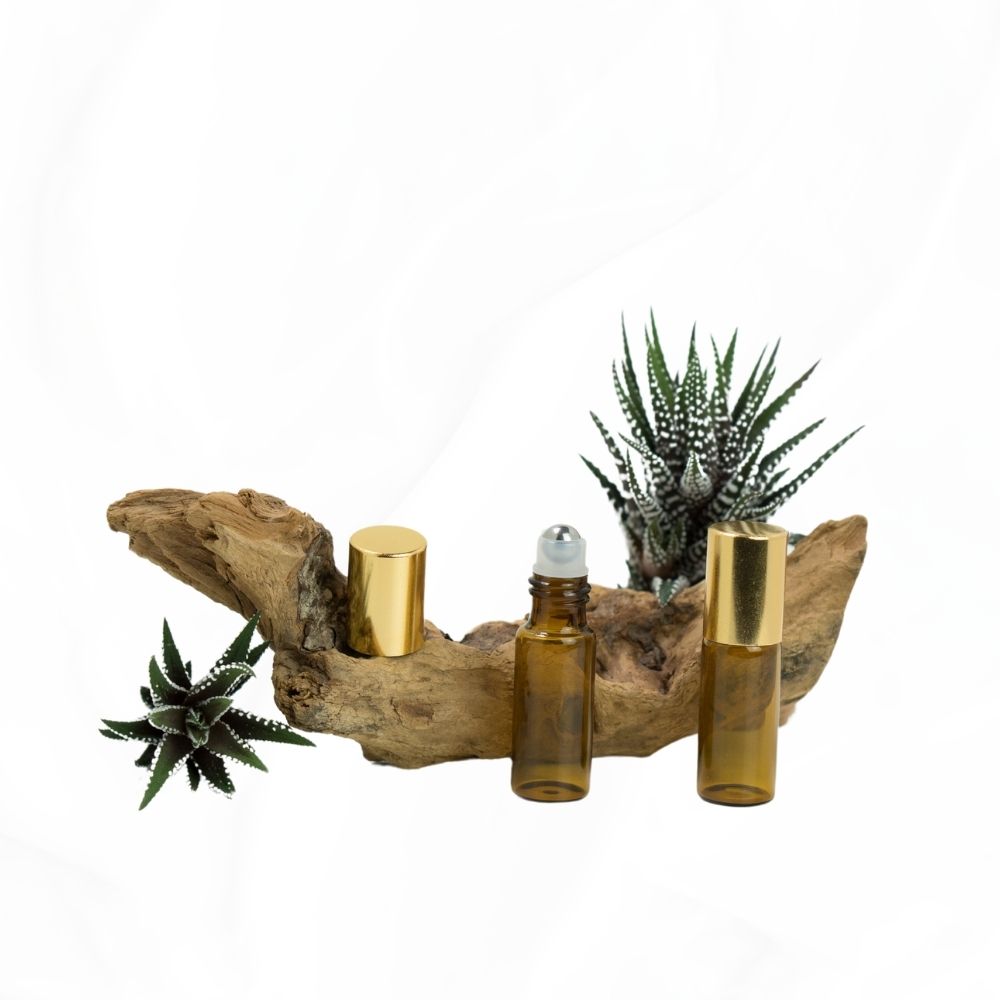 Rollerflasche - Rollon 5 ml,- Bernsteinglas